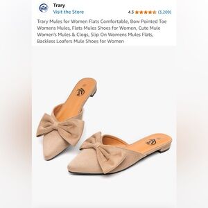 Tan Suede Slip-on Flats w/ Bow! * GUC * Size 7